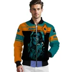 customized san jose sharks reaper hands teal black bomber jacket best selling
