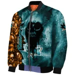 customized san jose sharks skull cluster teal bomber jacket best selling