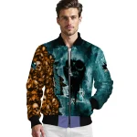 customized san jose sharks skull cluster teal bomber jacket best selling