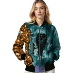 customized san jose sharks skull cluster teal bomber jacket best selling