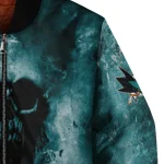 customized san jose sharks skull cluster teal bomber jacket best selling