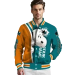 customized san jose sharks snoopy head teal varsity jacket best selling