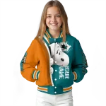 customized san jose sharks snoopy head teal varsity jacket best selling