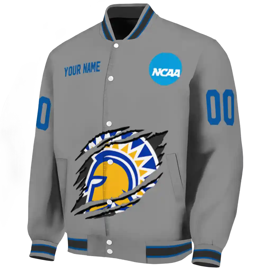 customized san jose state spartans feral slash grey varsity jacket best selling customized san jose state spartans feral slash grey varsity jacket best selling
