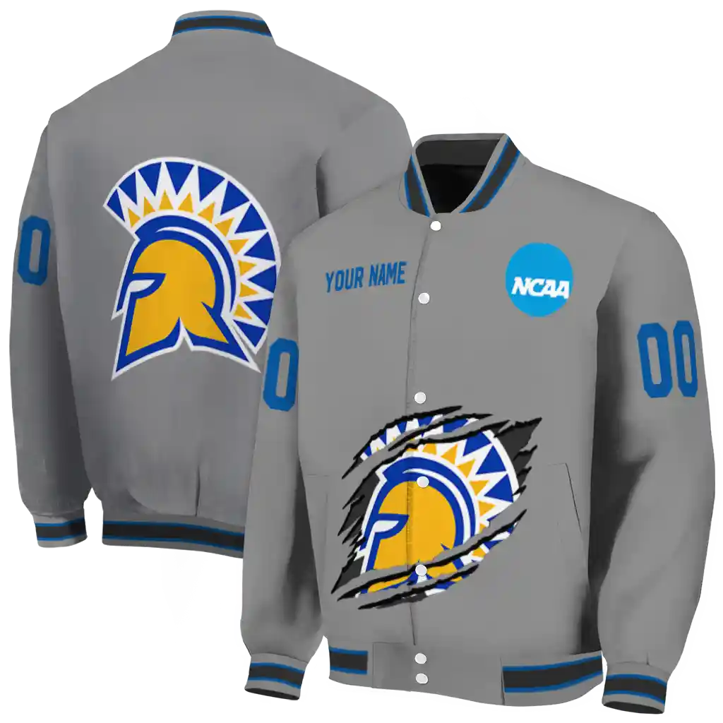 customized san jose state spartans feral slash grey varsity jacket fashion forward customized san jose state spartans feral slash grey varsity jacket fashion forward