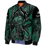 customized saskatchewan roughriders antlers motif green black bomber jacket best selling