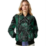 customized saskatchewan roughriders antlers motif green black bomber jacket best selling