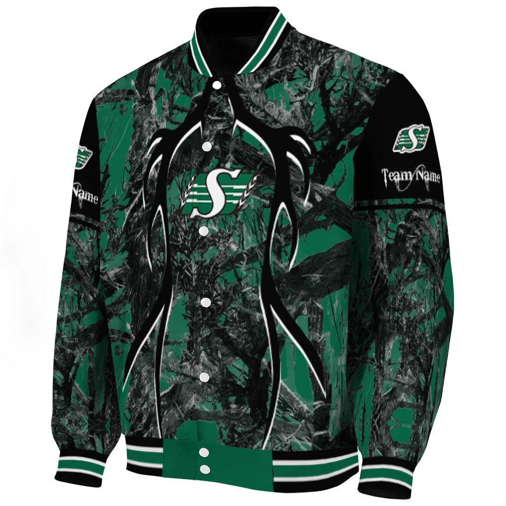 customized saskatchewan roughriders antlers motif green black varsity jacket best selling customized saskatchewan roughriders antlers motif green black varsity jacket best selling