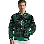 customized saskatchewan roughriders antlers motif green black varsity jacket best selling