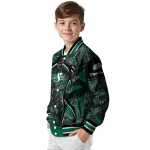 customized saskatchewan roughriders antlers motif green black varsity jacket best selling