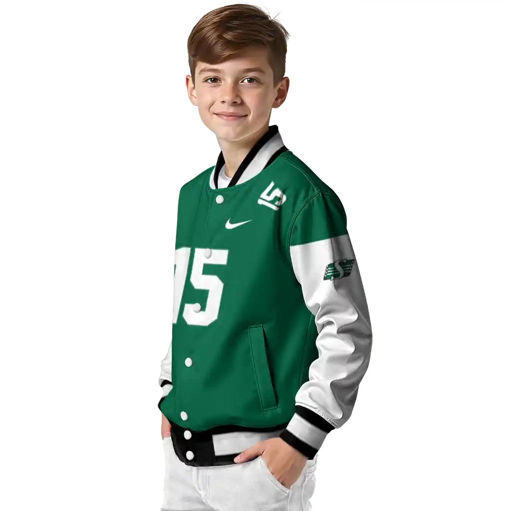 customized saskatchewan roughriders team patch green varsity jacket trendy customized saskatchewan roughriders team patch green varsity jacket trendy