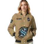 customized seattle kraken claw burst beige varsity jacket best selling