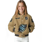 customized seattle kraken claw burst beige varsity jacket best selling