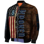 customized seattle kraken flag wood brown bomber jacket best selling