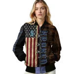 customized seattle kraken flag wood brown bomber jacket best selling