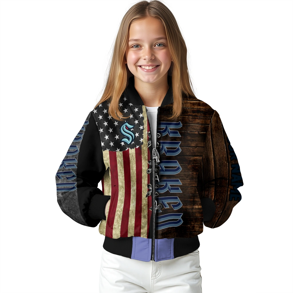 customized seattle kraken flag wood brown bomber jacket top rated customized seattle kraken flag wood brown bomber jacket top rated