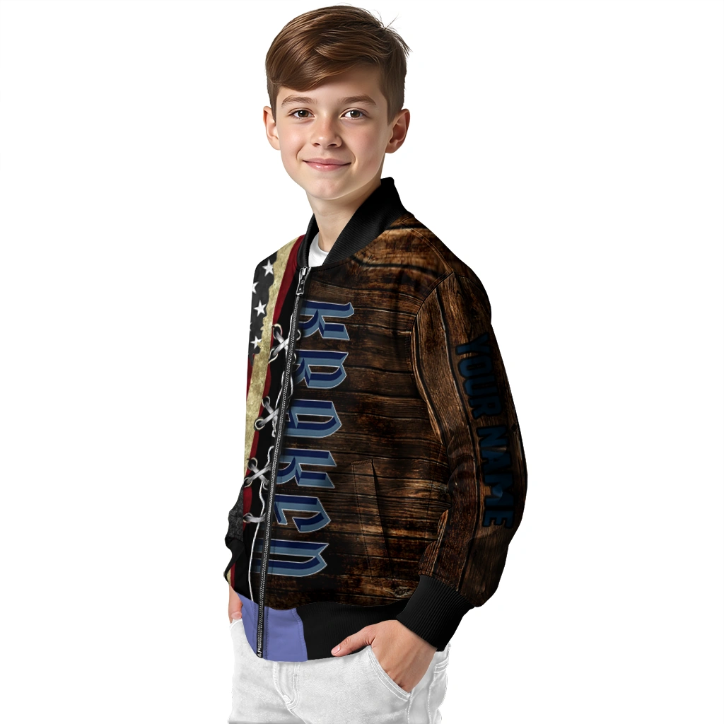 customized seattle kraken flag wood brown bomber jacket trendy customized seattle kraken flag wood brown bomber jacket trendy