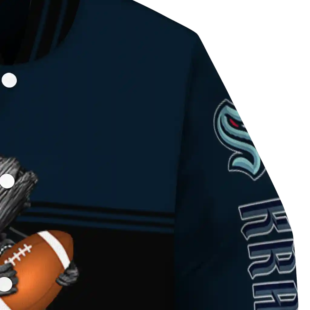 customized seattle kraken groot football blue black varsity jacket premium grade customized seattle kraken groot football blue black varsity jacket premium grade