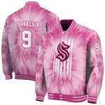 customized seattle kraken pink tie dye pink varsity jacket best selling