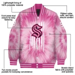 customized seattle kraken pink tie dye pink varsity jacket best selling