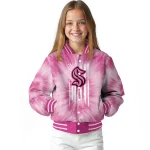 customized seattle kraken pink tie dye pink varsity jacket best selling