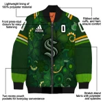 customized seattle kraken shamrock vortex green bomber jacket best selling