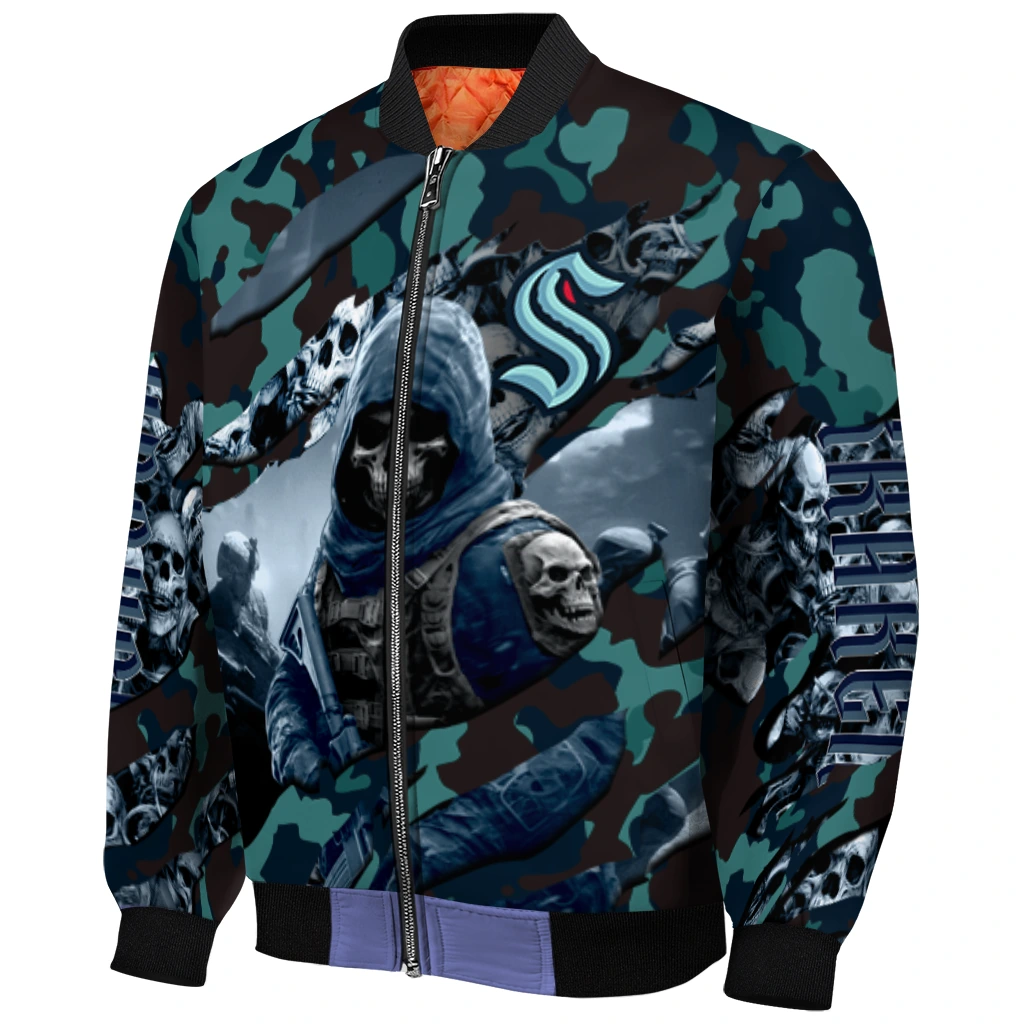 customized seattle kraken skull horde blue bomber jacket fashion forward customized seattle kraken skull horde blue bomber jacket fashion forward