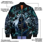 customized seattle kraken skull horde blue bomber jacket best selling