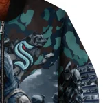 customized seattle kraken skull horde blue bomber jacket best selling