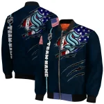 customized seattle kraken usa flag rips blue bomber jacket best selling