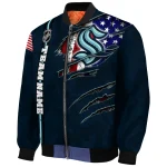 customized seattle kraken usa flag rips blue bomber jacket best selling