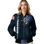 customized seattle kraken usa flag rips blue bomber jacket best selling