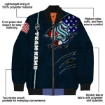 customized seattle kraken usa flag rips blue bomber jacket best selling