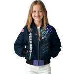 customized seattle kraken usa flag rips blue bomber jacket best selling