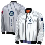 customized seattle mariners athlete pinstripes white bomber jacket best selling