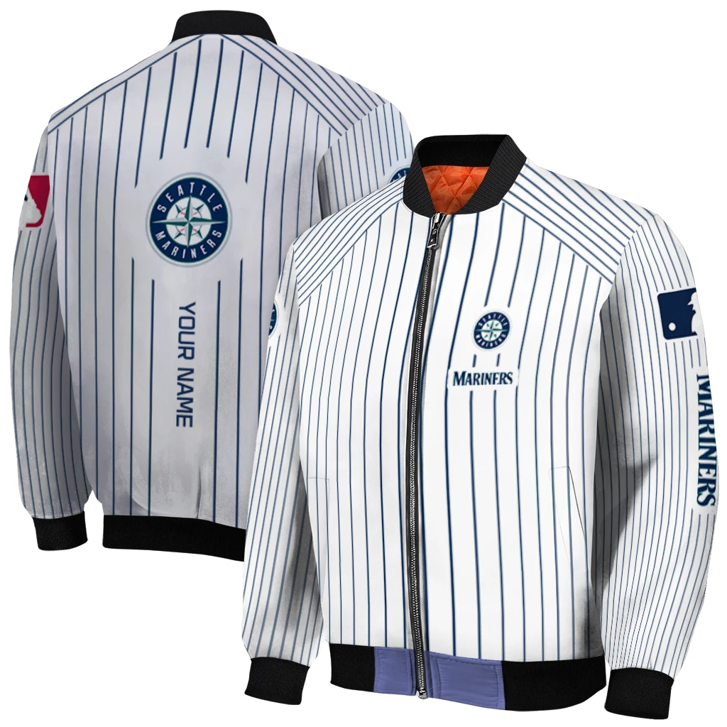 customized seattle mariners athlete pinstripes white bomber jacket best selling customized seattle mariners athlete pinstripes white bomber jacket best selling