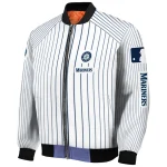 customized seattle mariners athlete pinstripes white bomber jacket best selling