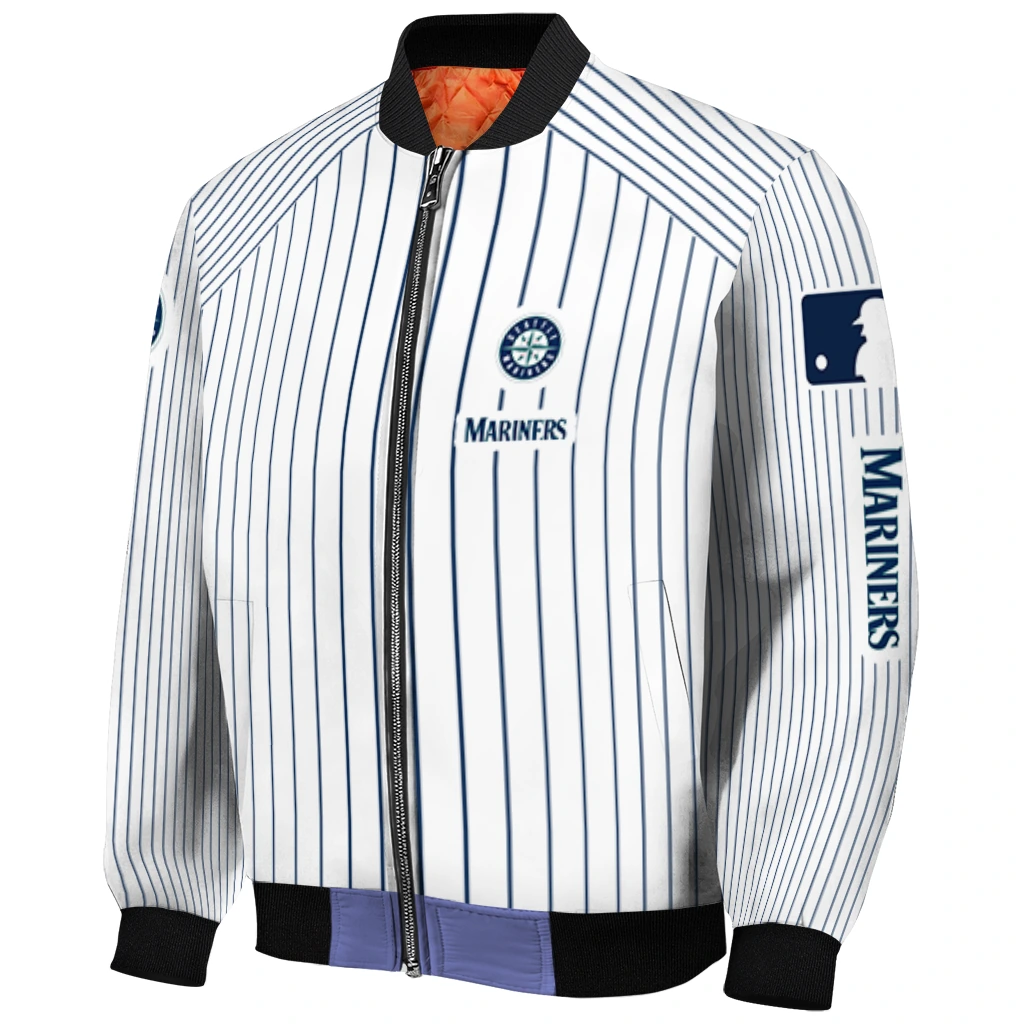 customized seattle mariners athlete pinstripes white bomber jacket fashion forward customized seattle mariners athlete pinstripes white bomber jacket fashion forward