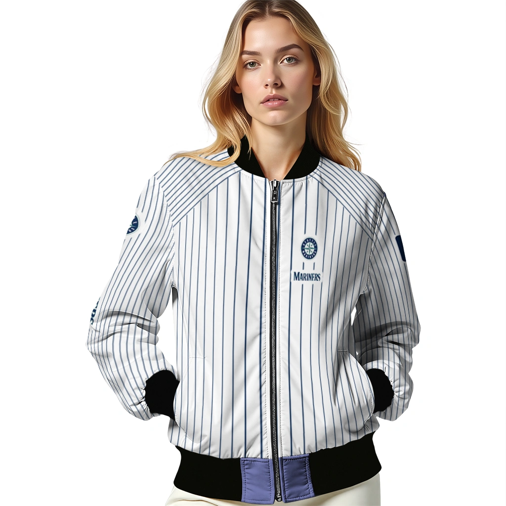 customized seattle mariners athlete pinstripes white bomber jacket latest model customized seattle mariners athlete pinstripes white bomber jacket latest model
