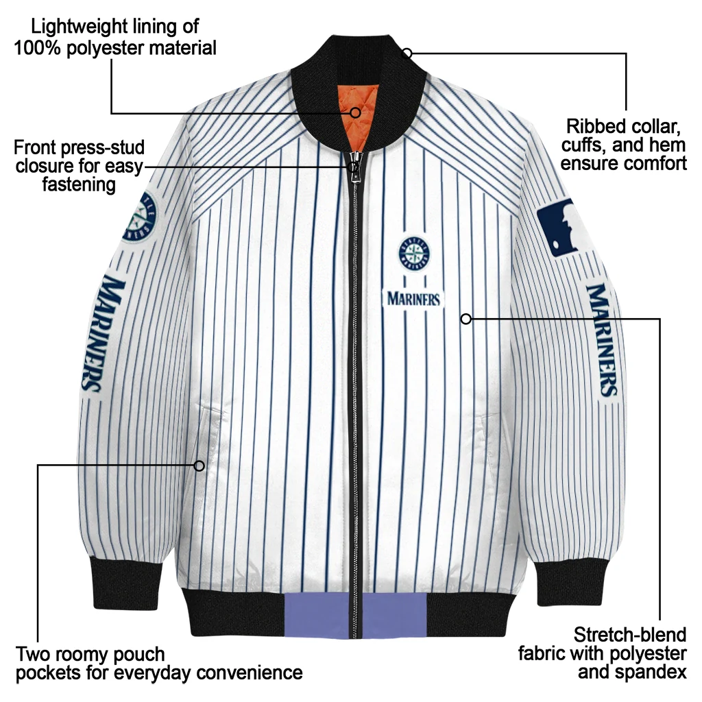 customized seattle mariners athlete pinstripes white bomber jacket new arrival customized seattle mariners athlete pinstripes white bomber jacket new arrival