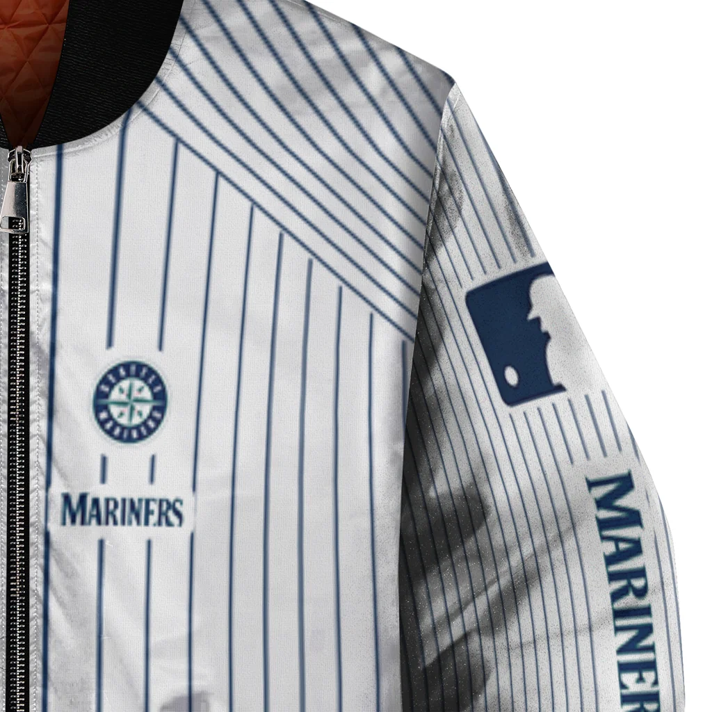 customized seattle mariners athlete pinstripes white bomber jacket premium grade customized seattle mariners athlete pinstripes white bomber jacket premium grade