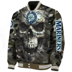 customized seattle mariners camouflage skull camouflage varsity jacket best selling