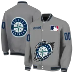 customized seattle mariners claw rend grey varsity jacket best selling