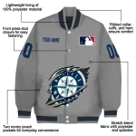 customized seattle mariners claw rend grey varsity jacket best selling