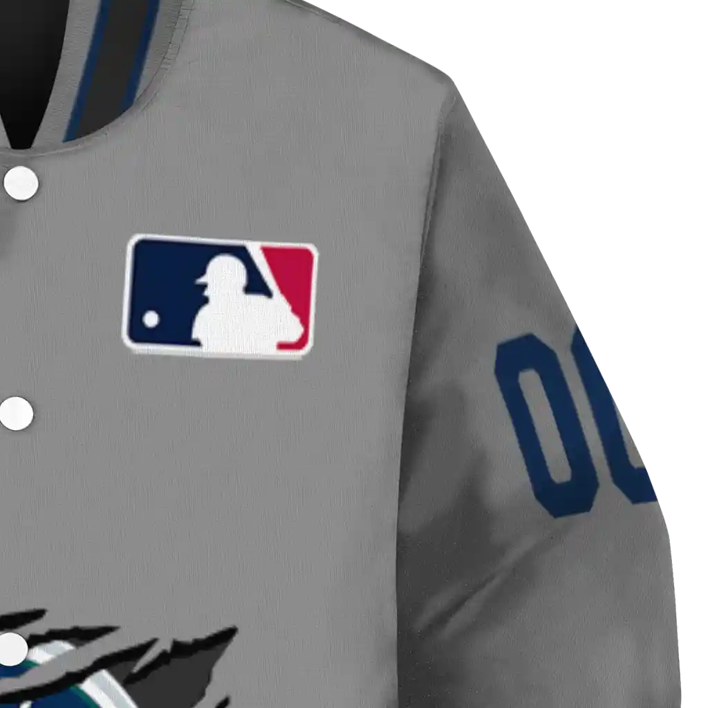 customized seattle mariners claw rend grey varsity jacket premium grade customized seattle mariners claw rend grey varsity jacket premium grade