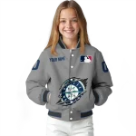 customized seattle mariners claw rend grey varsity jacket best selling