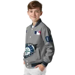 customized seattle mariners claw rend grey varsity jacket best selling