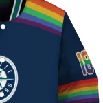 customized seattle mariners rainbow jersey number navy blue varsity jacket best selling