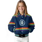 customized seattle mariners rainbow jersey number navy blue varsity jacket best selling