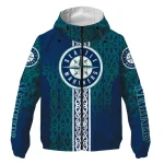 customized seattle mariners tribal swirls navy blue windbreaker jacket best selling